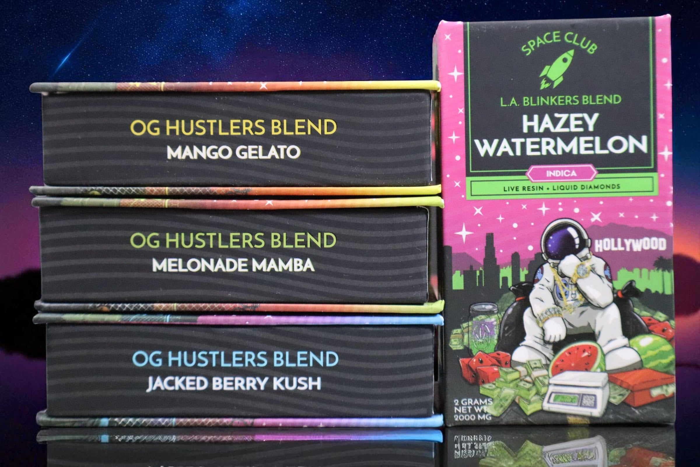Space Clubs packaging with terpenes flavors